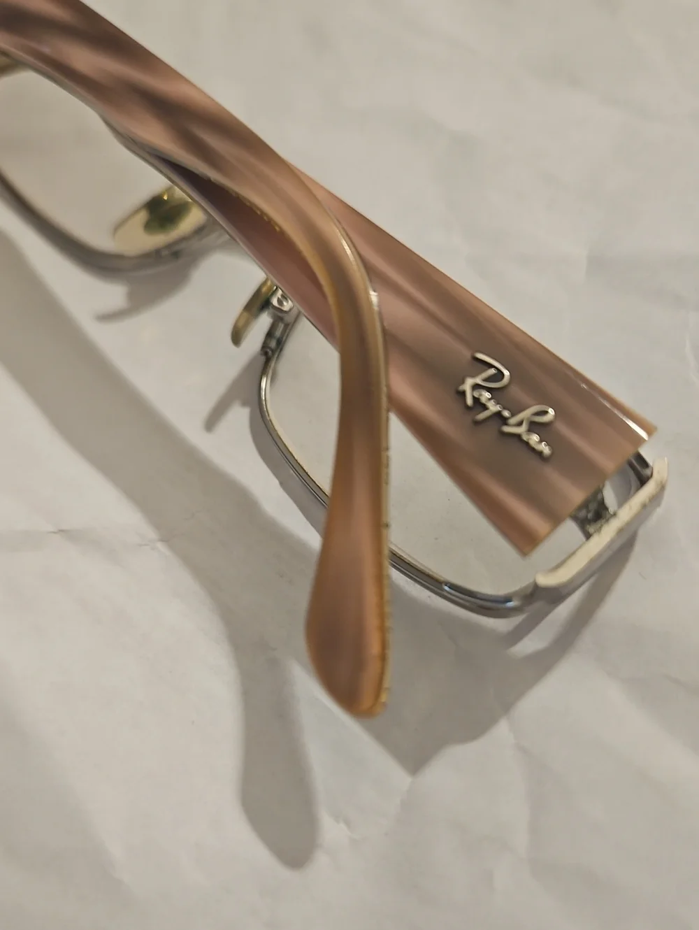 Ray-Ban Rectangular Metal Glasses in Silver and Brown